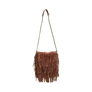 Fringe Leather Shoulder Bag - Brown Item 0303
